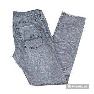 REI Tokyo Five 32x32 gray wash zip fly straight leg skinny fit cotton denim jean